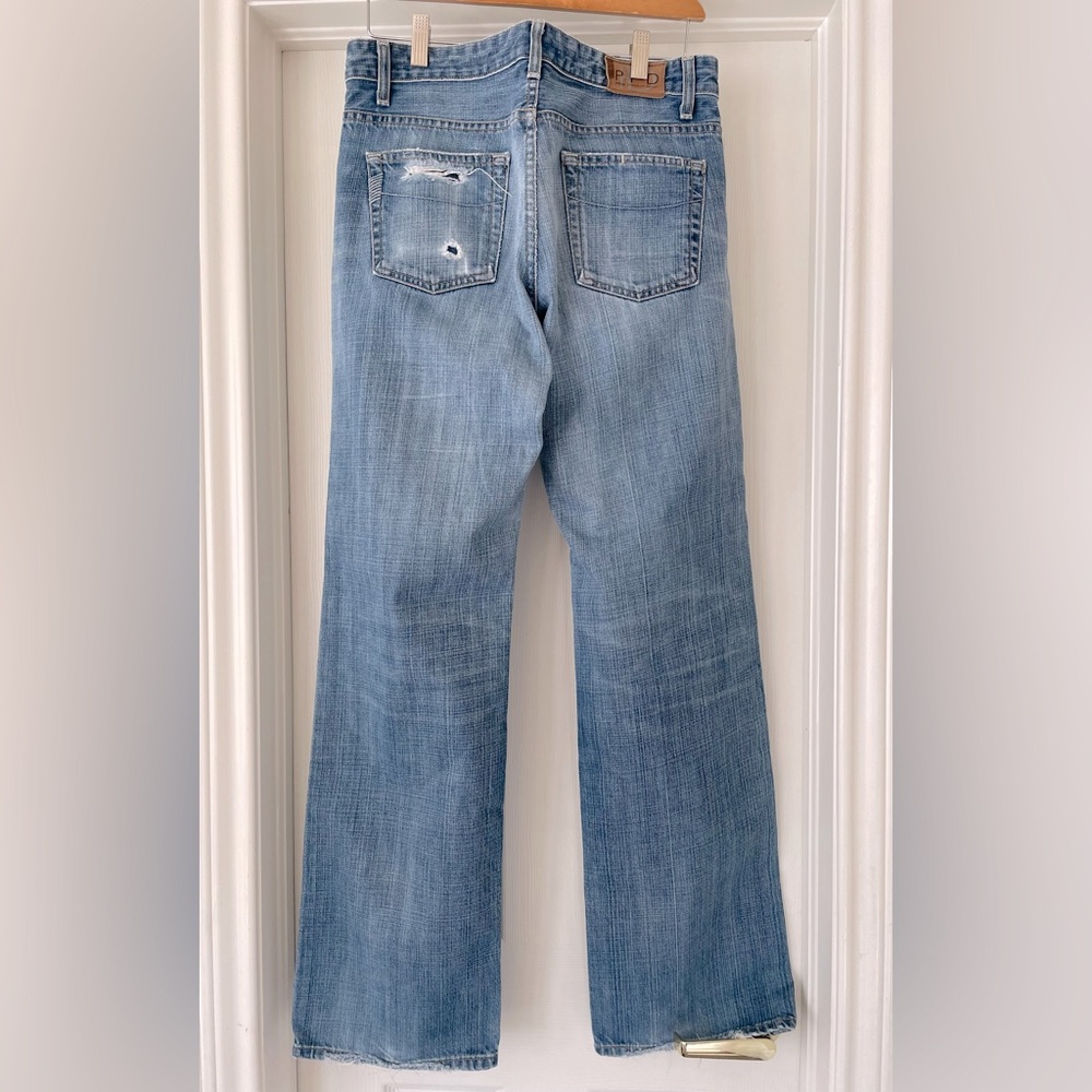 Paige PPD premium denim jeans WIDE leg 30 medium blue distressed